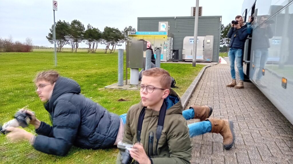 Bus parkeert naast de koereiger. Door Johannes Luiten